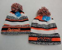 Knitted Hat with PomPom [Embroidered DETROIT] Stripes